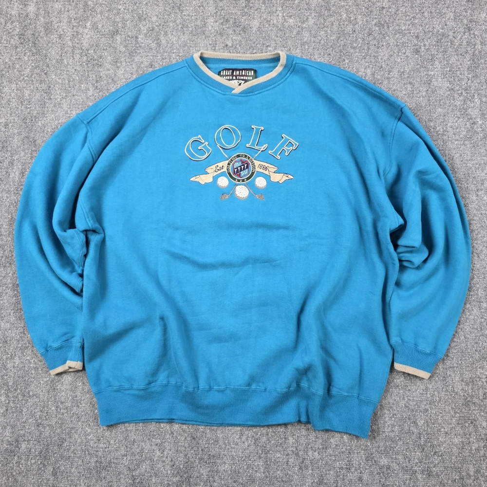 Great American Lakes Timbers Cotton Sweatshirt Blue Gray XXL Golf